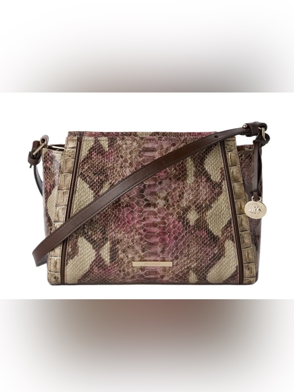 Brahmin Hillary Brindle PotomacTaupe and Pink Python-Print Crossbody Bag
